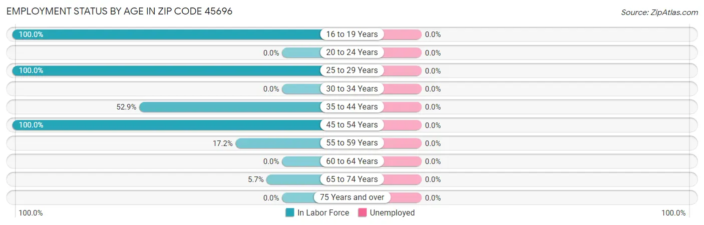 Employment Status by Age in Zip Code 45696