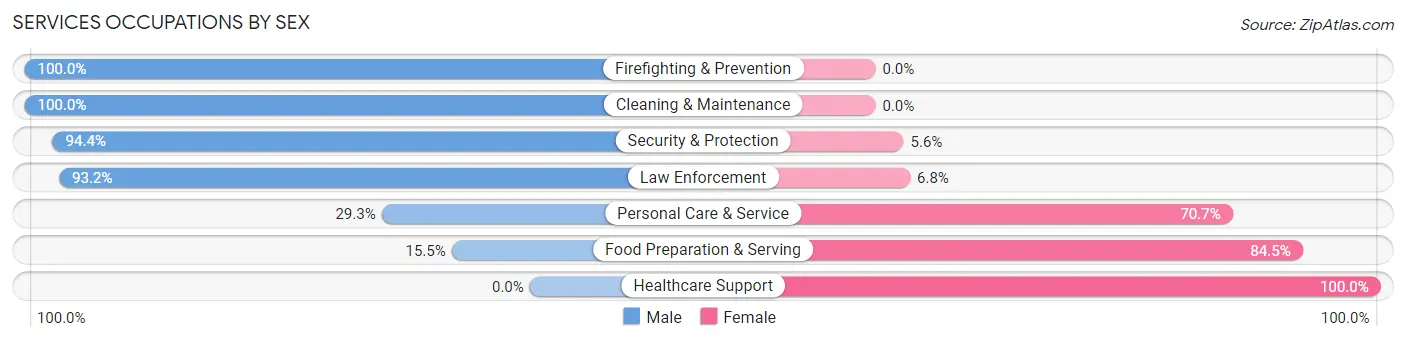 Services Occupations by Sex in Zip Code 45697