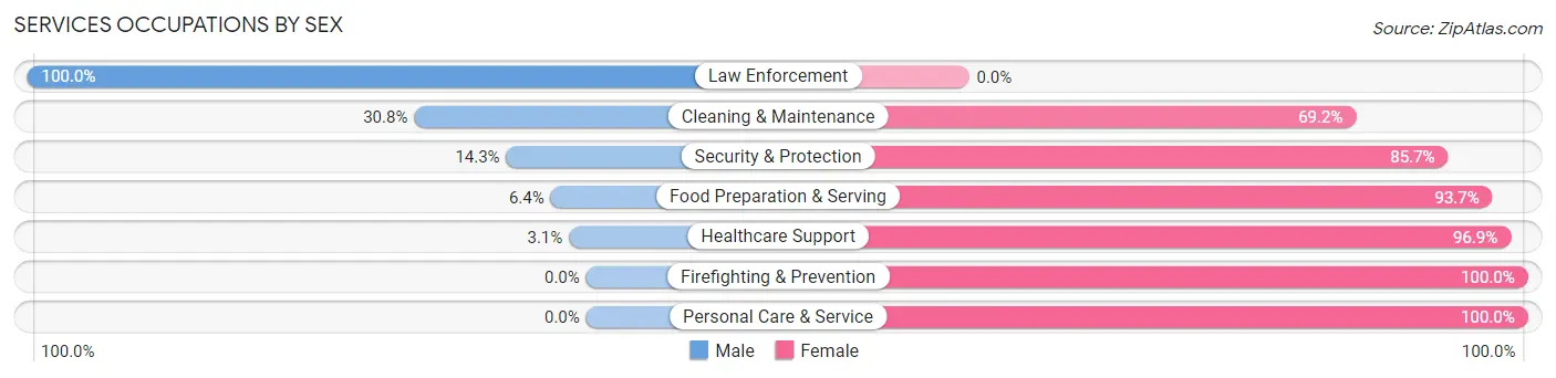 Services Occupations by Sex in Zip Code 45723