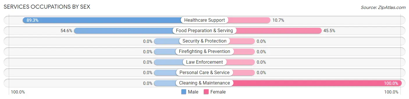 Services Occupations by Sex in Zip Code 45729