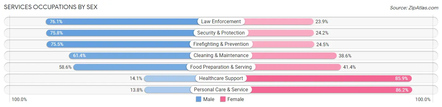 Services Occupations by Sex in Zip Code 45750