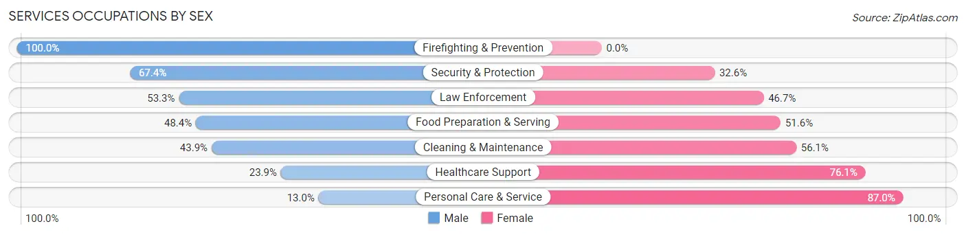 Services Occupations by Sex in Zip Code 45764