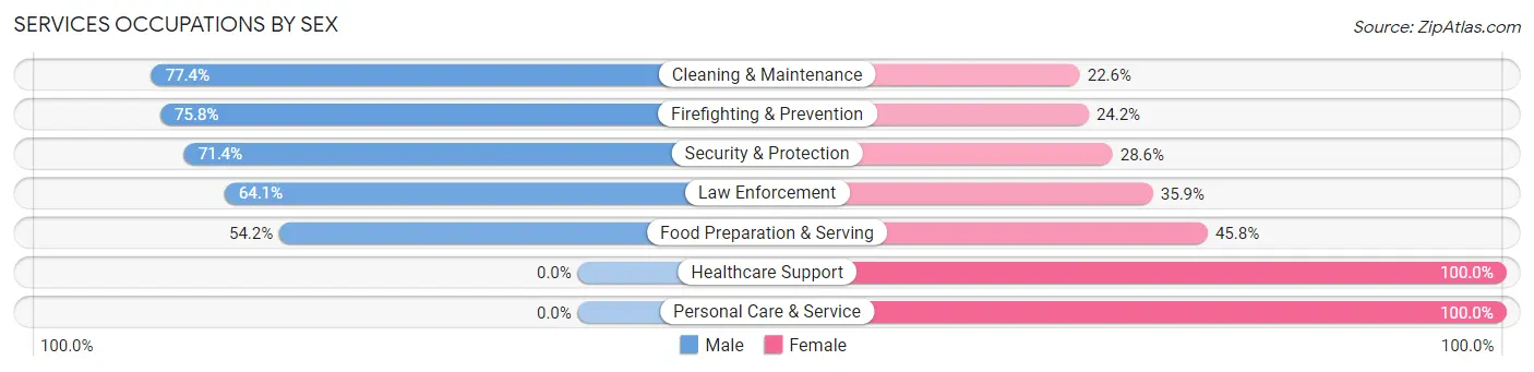 Services Occupations by Sex in Zip Code 45807