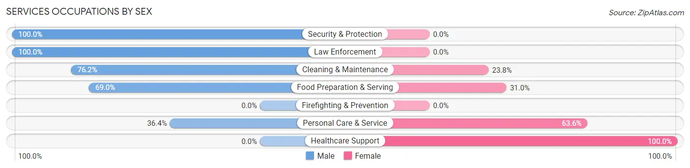Services Occupations by Sex in Zip Code 45812