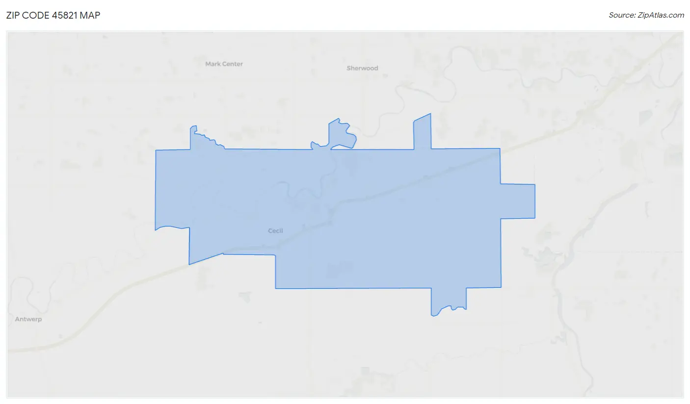 Zip Code 45821 Map