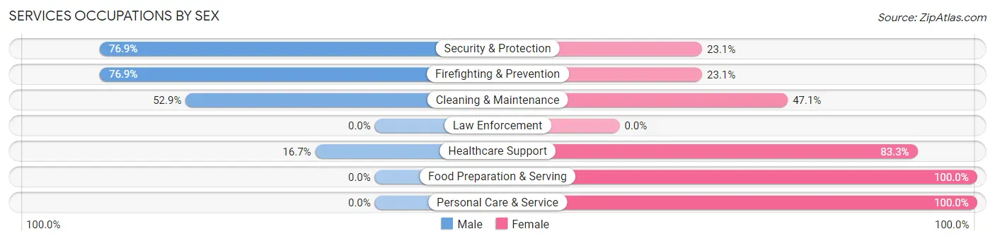 Services Occupations by Sex in Zip Code 45836