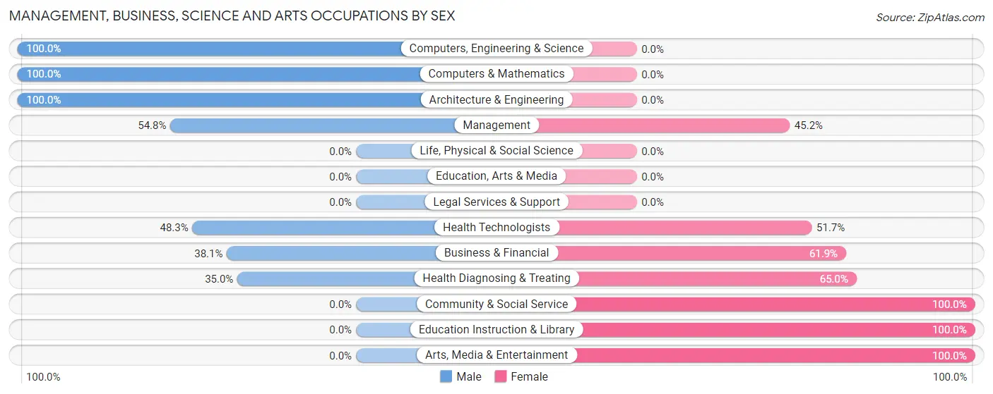 Management, Business, Science and Arts Occupations by Sex in Zip Code 45841