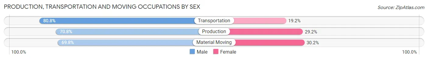 Production, Transportation and Moving Occupations by Sex in Zip Code 45843