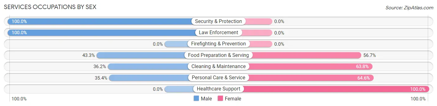 Services Occupations by Sex in Zip Code 45846