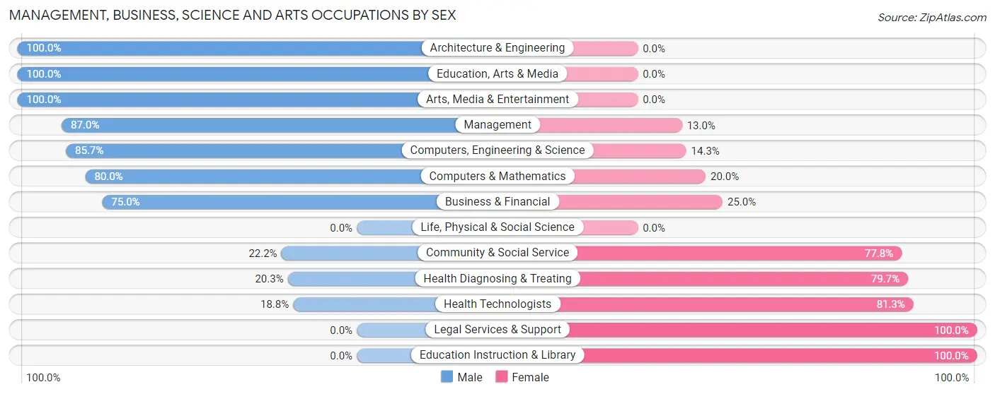 Management, Business, Science and Arts Occupations by Sex in Zip Code 45876