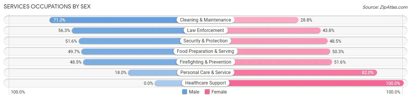 Services Occupations by Sex in Zip Code 46052