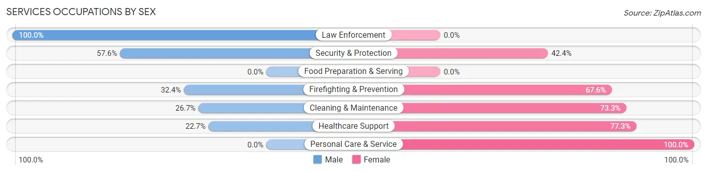 Services Occupations by Sex in Zip Code 46130