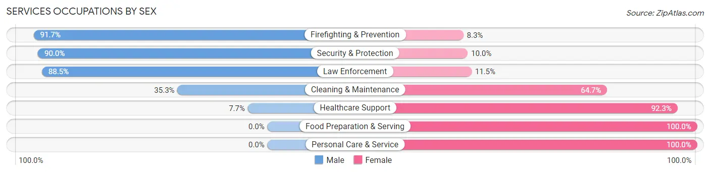 Services Occupations by Sex in Zip Code 46186