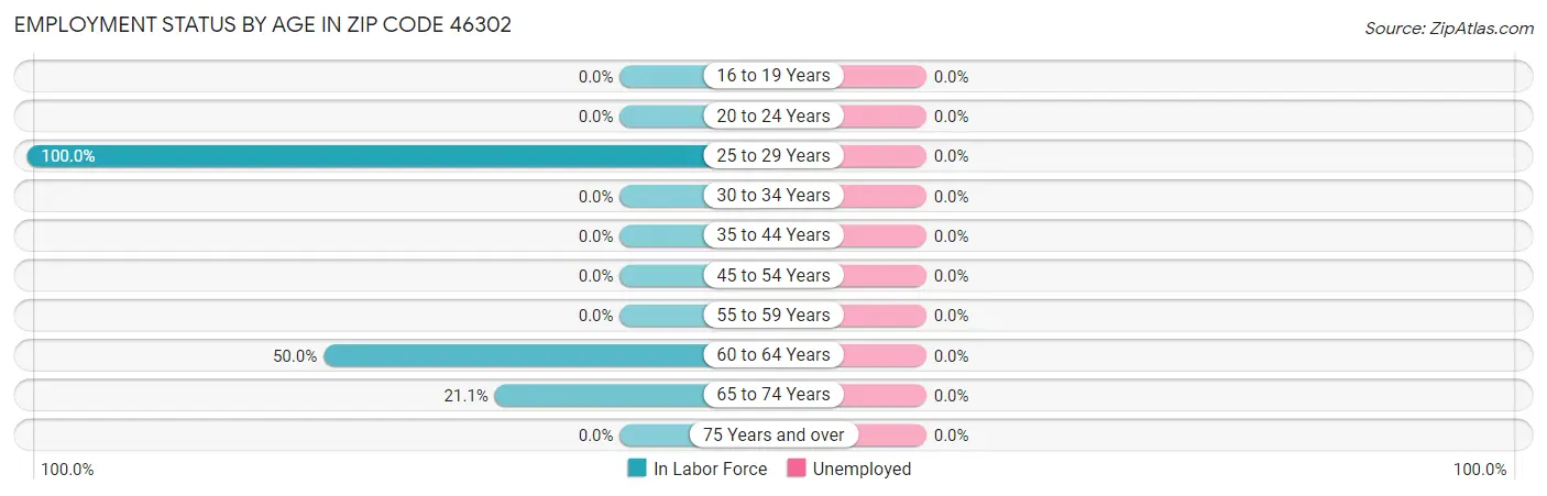 Employment Status by Age in Zip Code 46302