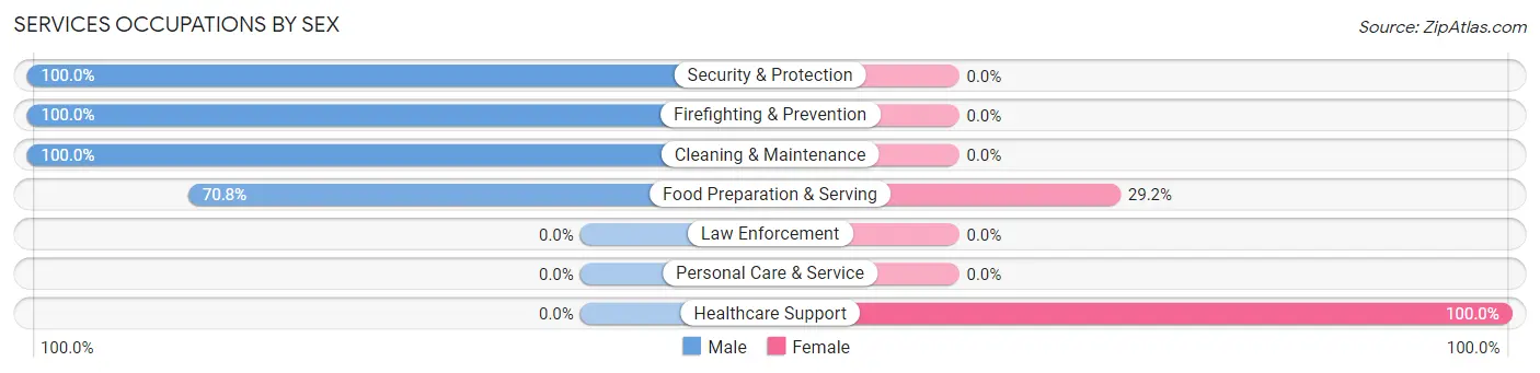 Services Occupations by Sex in Zip Code 46340
