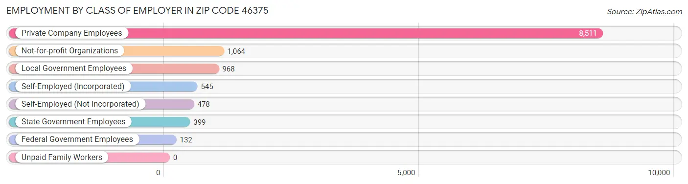 Employment by Class of Employer in Zip Code 46375