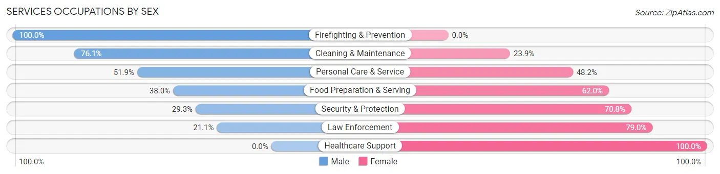 Services Occupations by Sex in Zip Code 46391