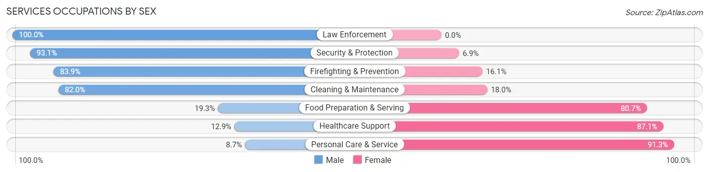 Services Occupations by Sex in Zip Code 46534
