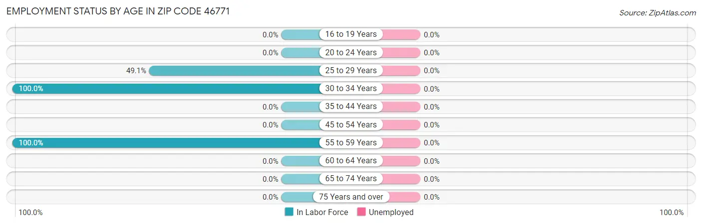 Employment Status by Age in Zip Code 46771