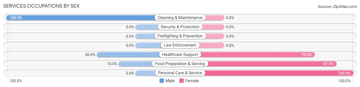 Services Occupations by Sex in Zip Code 46785