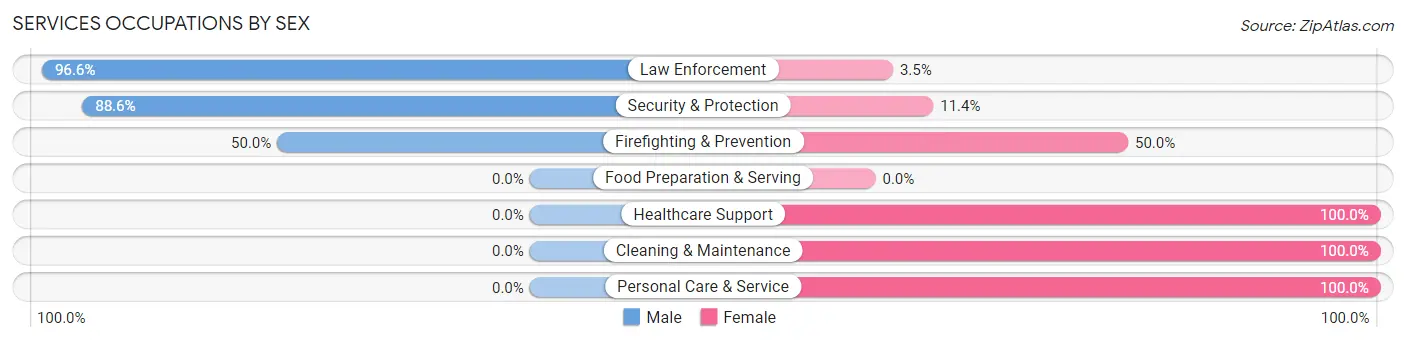 Services Occupations by Sex in Zip Code 46915