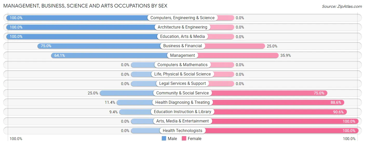 Management, Business, Science and Arts Occupations by Sex in Zip Code 46939