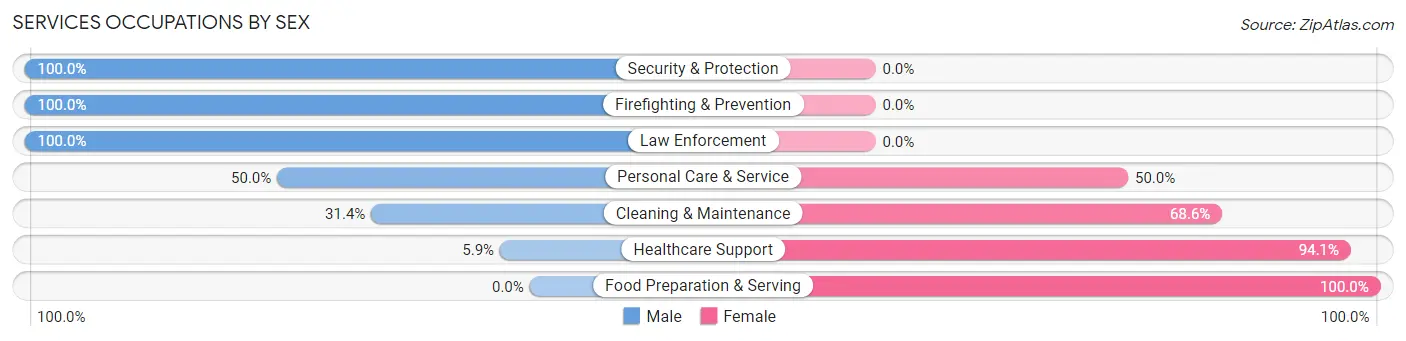 Services Occupations by Sex in Zip Code 46978