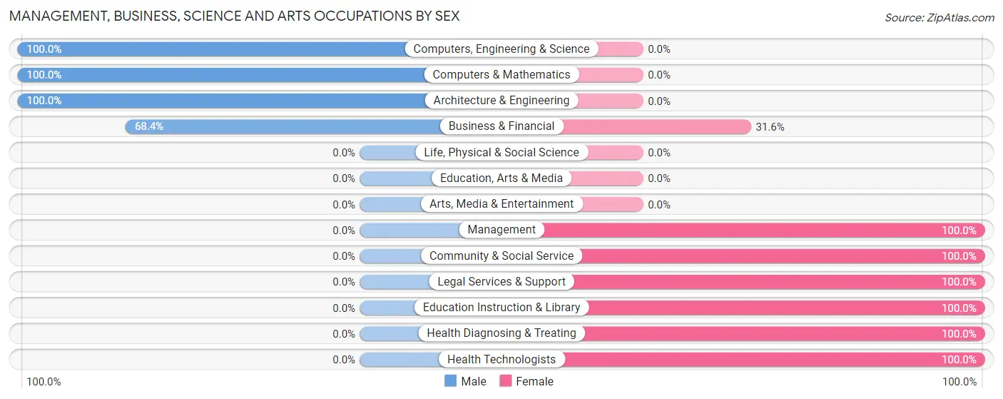 Management, Business, Science and Arts Occupations by Sex in Zip Code 46985