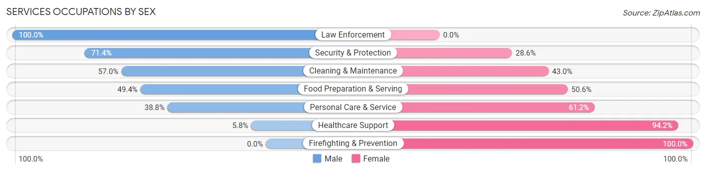 Services Occupations by Sex in Zip Code 47001