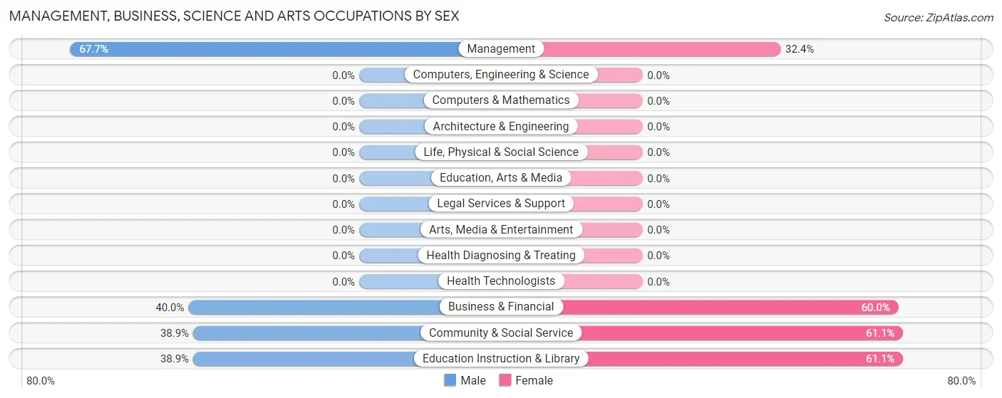 Management, Business, Science and Arts Occupations by Sex in Zip Code 47038