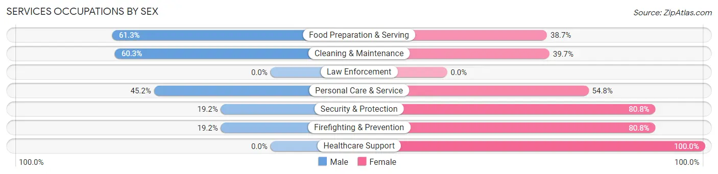 Services Occupations by Sex in Zip Code 47041