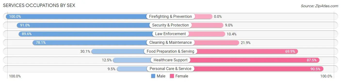 Services Occupations by Sex in Zip Code 47331