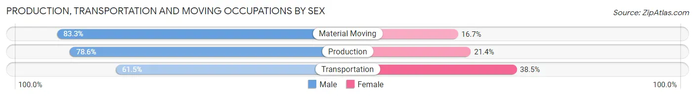 Production, Transportation and Moving Occupations by Sex in Zip Code 47345