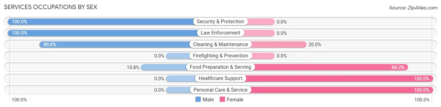 Services Occupations by Sex in Zip Code 47359