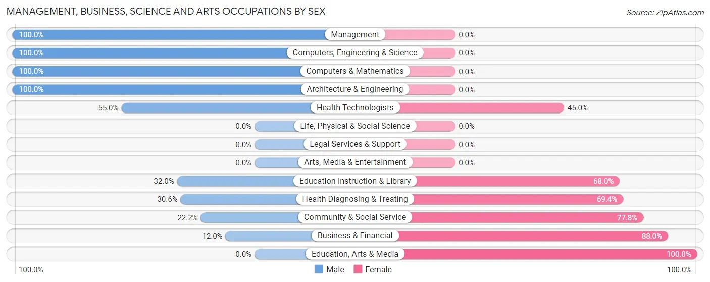 Management, Business, Science and Arts Occupations by Sex in Zip Code 47386
