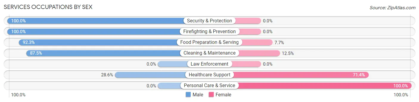 Services Occupations by Sex in Zip Code 47386