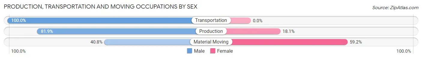 Production, Transportation and Moving Occupations by Sex in Zip Code 47390