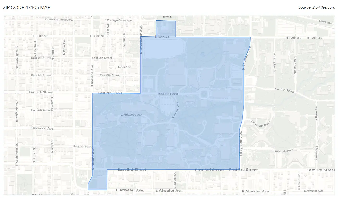 Zip Code 47405 Map