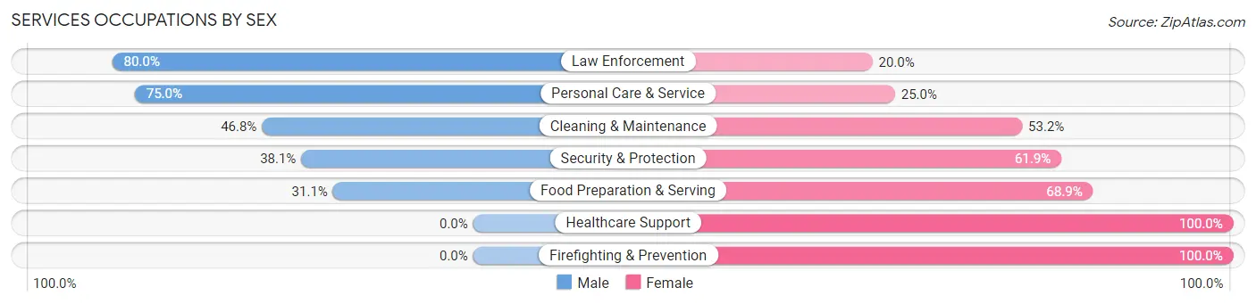 Services Occupations by Sex in Zip Code 47520