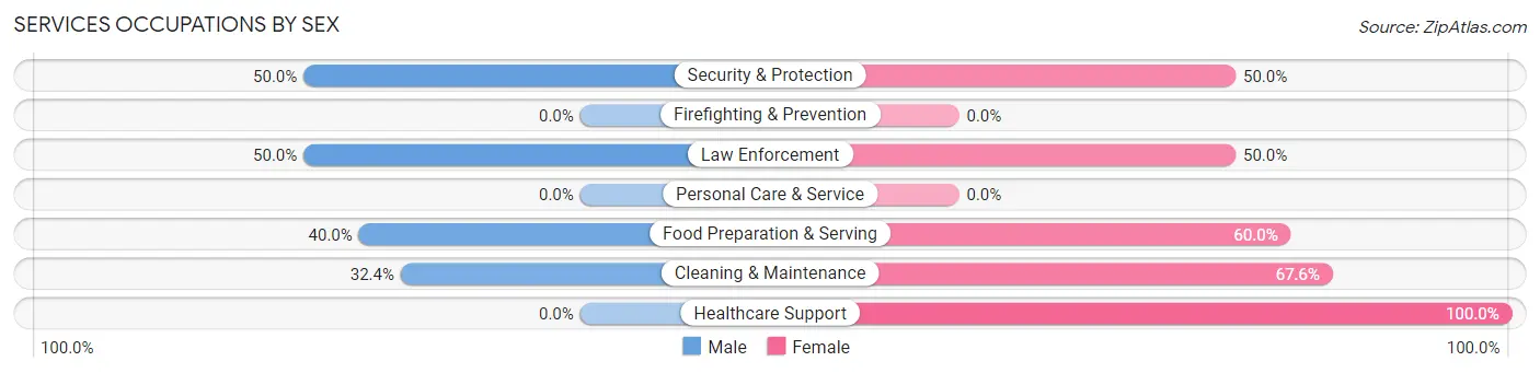 Services Occupations by Sex in Zip Code 47597