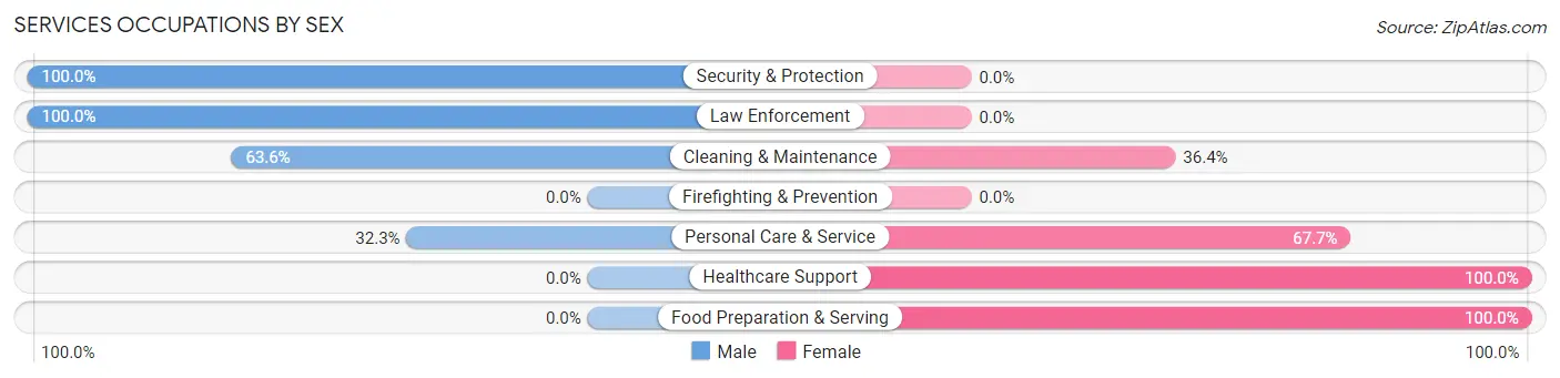 Services Occupations by Sex in Zip Code 47610