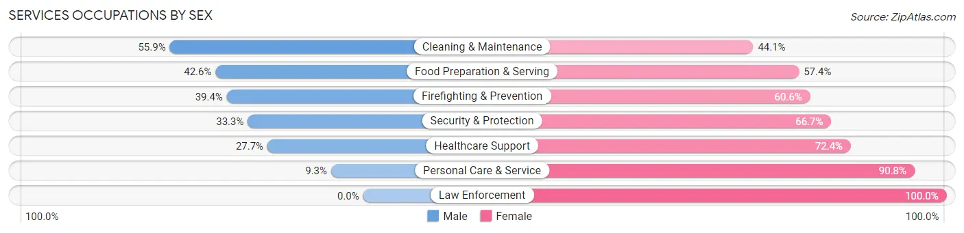 Services Occupations by Sex in Zip Code 47713