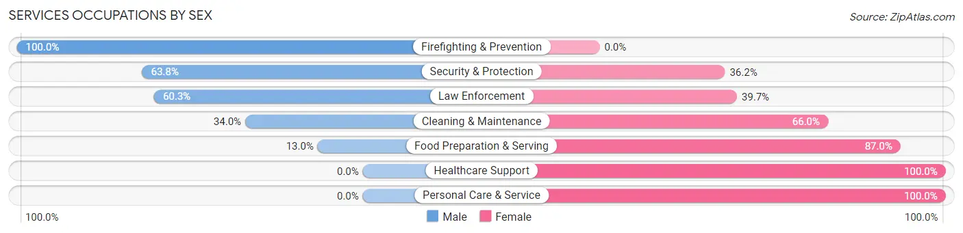 Services Occupations by Sex in Zip Code 47928