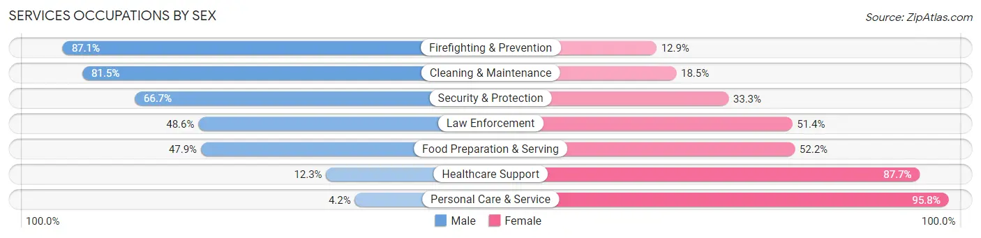Services Occupations by Sex in Zip Code 47978