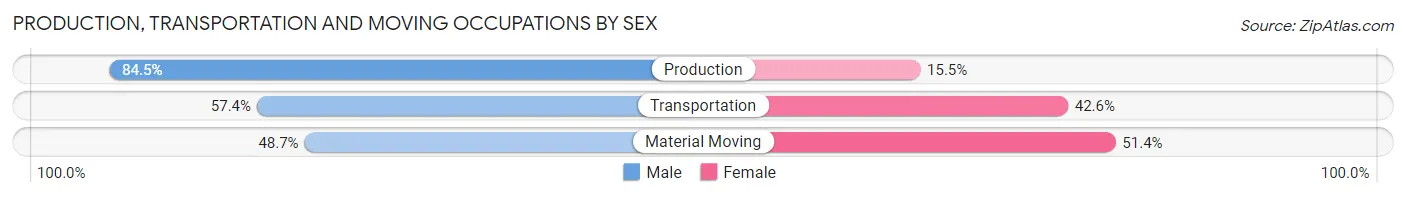 Production, Transportation and Moving Occupations by Sex in Zip Code 48025