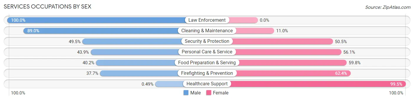 Services Occupations by Sex in Zip Code 48085
