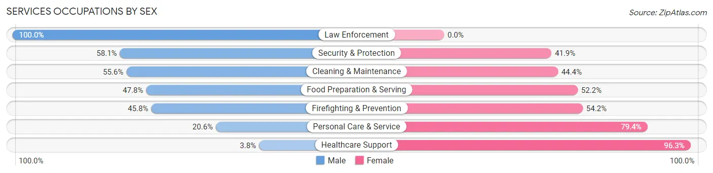 Services Occupations by Sex in Zip Code 48105