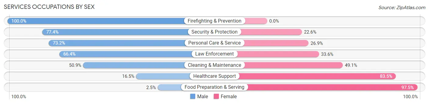 Services Occupations by Sex in Zip Code 48166