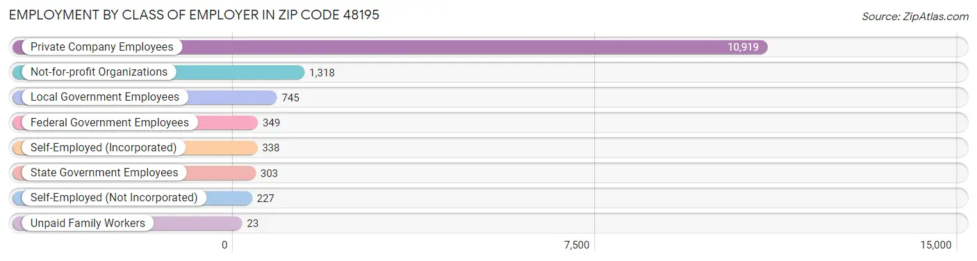 Employment by Class of Employer in Zip Code 48195