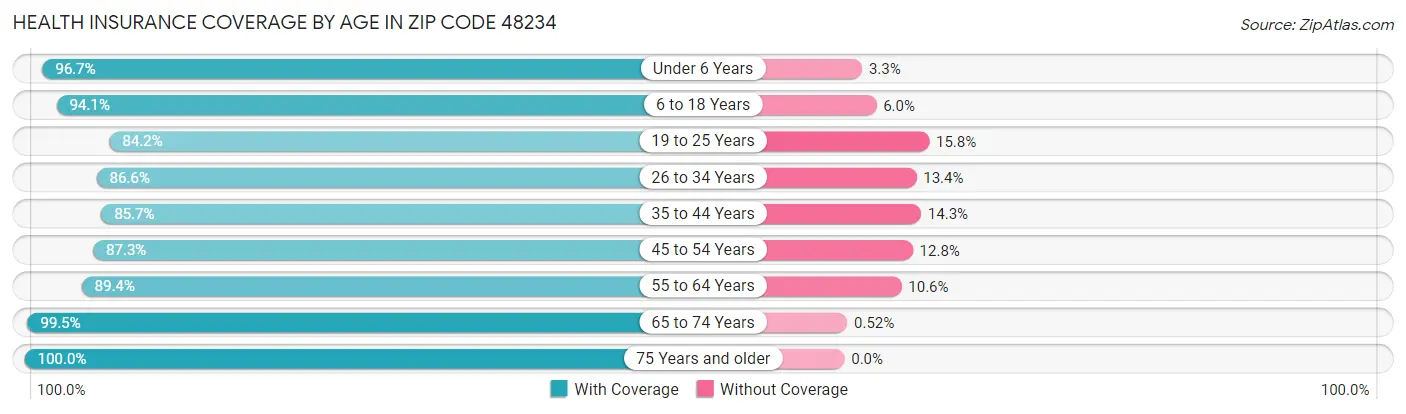 Health Insurance Coverage by Age in Zip Code 48234